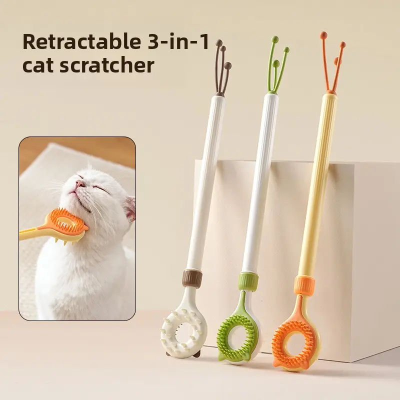 Pet scratcher, retractable double-sided massager, cat teaser stick, cat toy, two-in-one scratcher