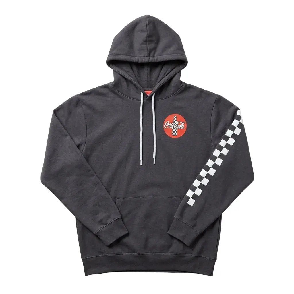 Men's Coca-Cola Pullover Hoodie, Officially Licensed Casual Sweatshirt with Checkered Long Sleeves in a Soft Cotton Blend, Long Sleeve, Clothes, Polyester, Black & White Checker Men's Hoodies, Apparel, Menswear