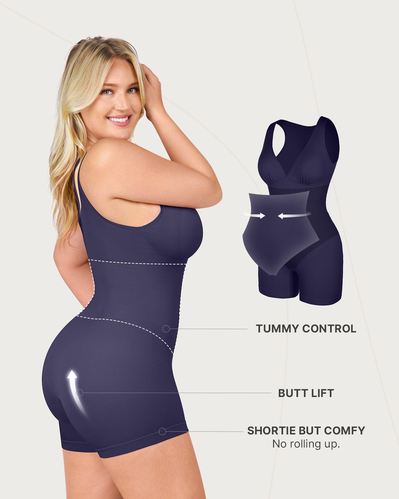 SHAPELLX Deep V Sculpt Bodycon Stretch Shorts Jumpsuit Romper Tummy Control Boyleg Bodysuit SHAPELLX Deep V Sculpt Bodycon Stretch Shorts Jumpsuit Romper Tummy Control Boyleg Bodysuit