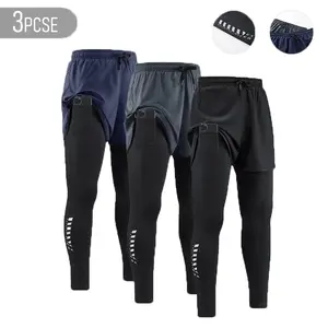 Men’s 2-in-1 athletic shorts — quick-drying, breathable, skin-friendly, with a phone pocket and elastic waistband; suitable for running, fitness, hiking, and everyday training—comfortable, durable sportswear. Sporty Joggers Pants