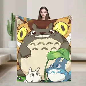 My Neighbor Totoro Cute Cartoon Blanket Ultra Soft Flannel Cozy Warm Bedroom Couch Sofa Home Throw Bedspread Decor Decorative Throw Perfect Birthday Gift Christmas Gift for Anime Fans Kids Teens Women Men Ghibli Magic Style