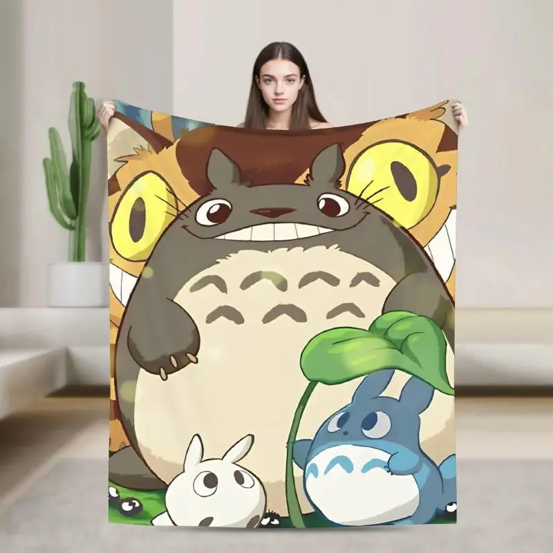 My Neighbor Totoro Ultra-Soft Flannel Blanket, Cute Cartoon Ghibli Magic Anime Art Styles Throw, Cozy Warm for Bedroom Couch, Perfect Birthday Christmas Gift for Anime Fans