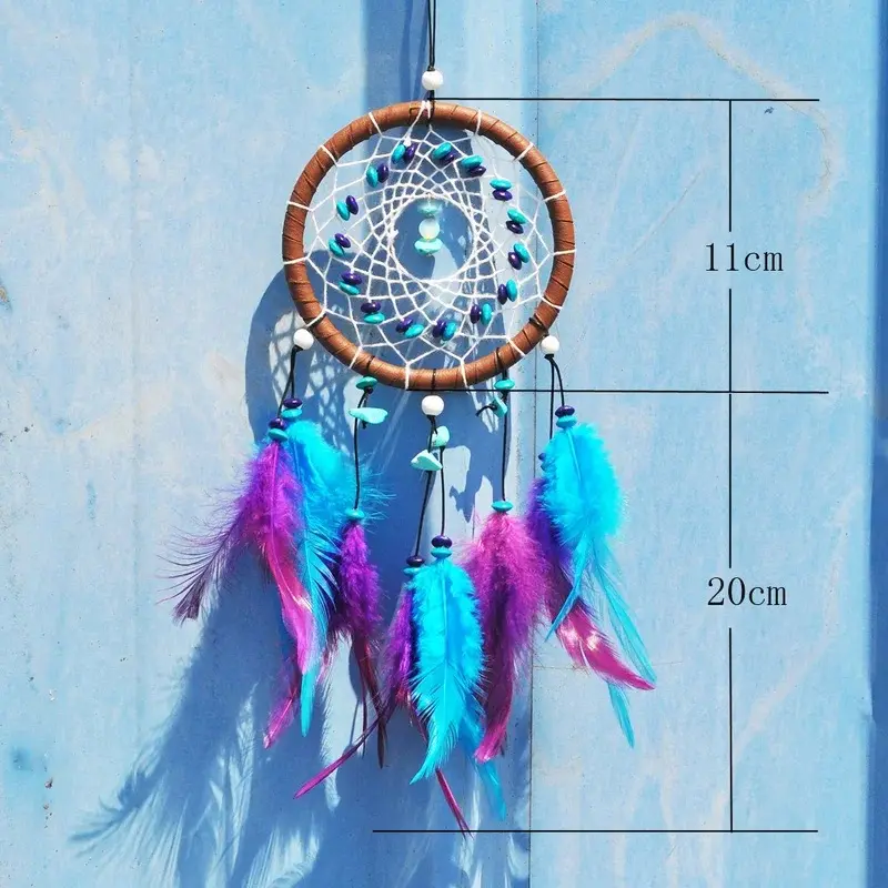 Vintage Bohemian Turquoise Feather Dreamcatcher - Hanging Home Decor, Car Decoration Gift Item