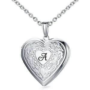 Alphabet Initial Letter Love Heart Locket Necklace Holds Pictures Photo Memory Great Birthday Gifts