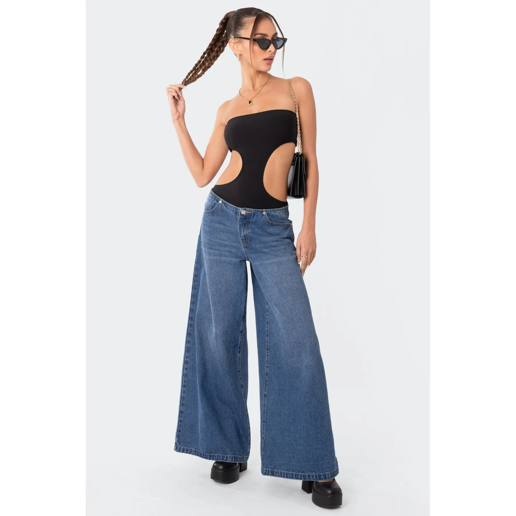 Vivie Ribbed Cut Out Bodysuit Vivie Ribbed Cut Out Bodysuit