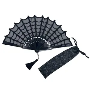 kreepsville 666 Spiderweb Lace Gothic Fabric Hand Fan with Tassel kreepsville 666 Spiderweb Lace Gothic Fabric Hand Fan with Tassel