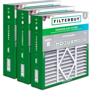 Filterbuy 20x25x5 Air Filter (3-Pack), Pleated MERV 8 Dust Defense HVAC AC Furnace Air Filters for Amana, Coleman, Goodman, Maytag, York, and More
