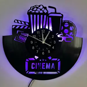 Funny Movie Vinyl Record Wall Clock, 12-Inch Round Creative Decorative Clock for Living Room Bedroom Theater Studio, Gift for Movie Lovers, Led Wall Clocks
