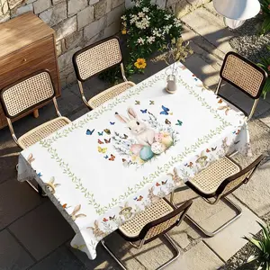 Easter-Themed Tablecloth with Rabbit Egg Pattern, Waterproof Design for Easter Parties & Outdoor Picnics, Perfect for Spring Gatherings