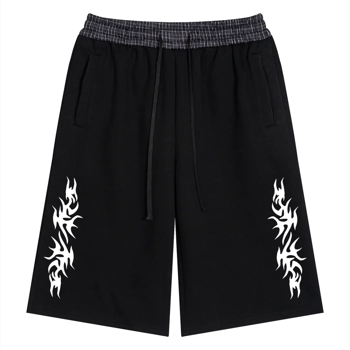 Shorts w/ Plaid Waistband