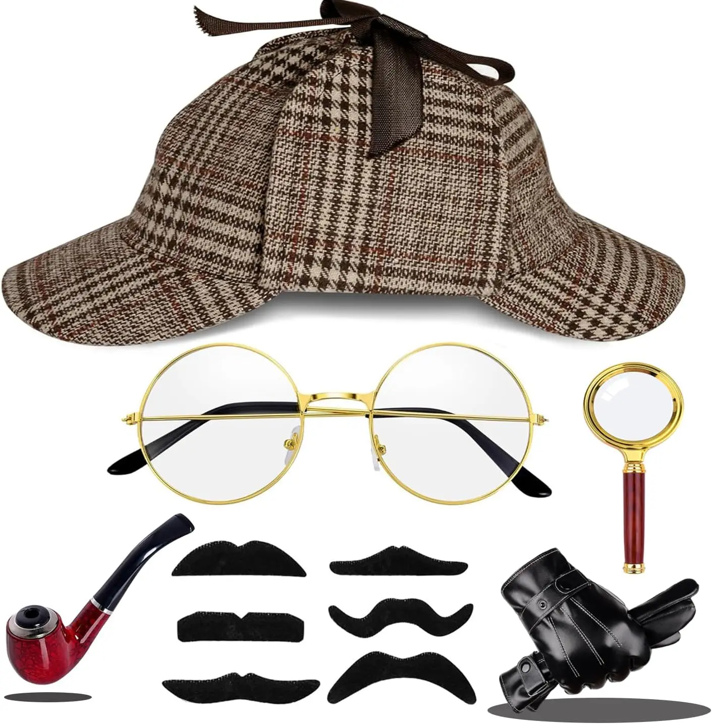 Detective Costume Accessories Set, Detective Hat Dress up Costume for Adults Men Women, Halloween Spy CostumesGift.