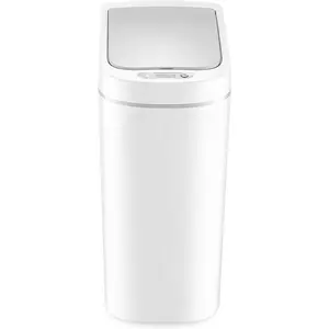 Bathroom automatic infrared motion sensor trash can, 1.8 gallon 7 liter, ABS plastic trash can (ultra-thin, white)