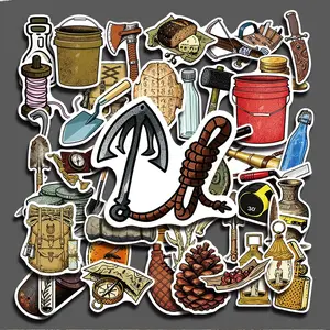 50PCS Archaeology Tools Aesthetic Stickers Pack, Vintage Excavation Equipment Illustration Vinyl Stickers for Laptop Water Bottle Phone Case Skateboard Journal Scrapbook DIY Decoration