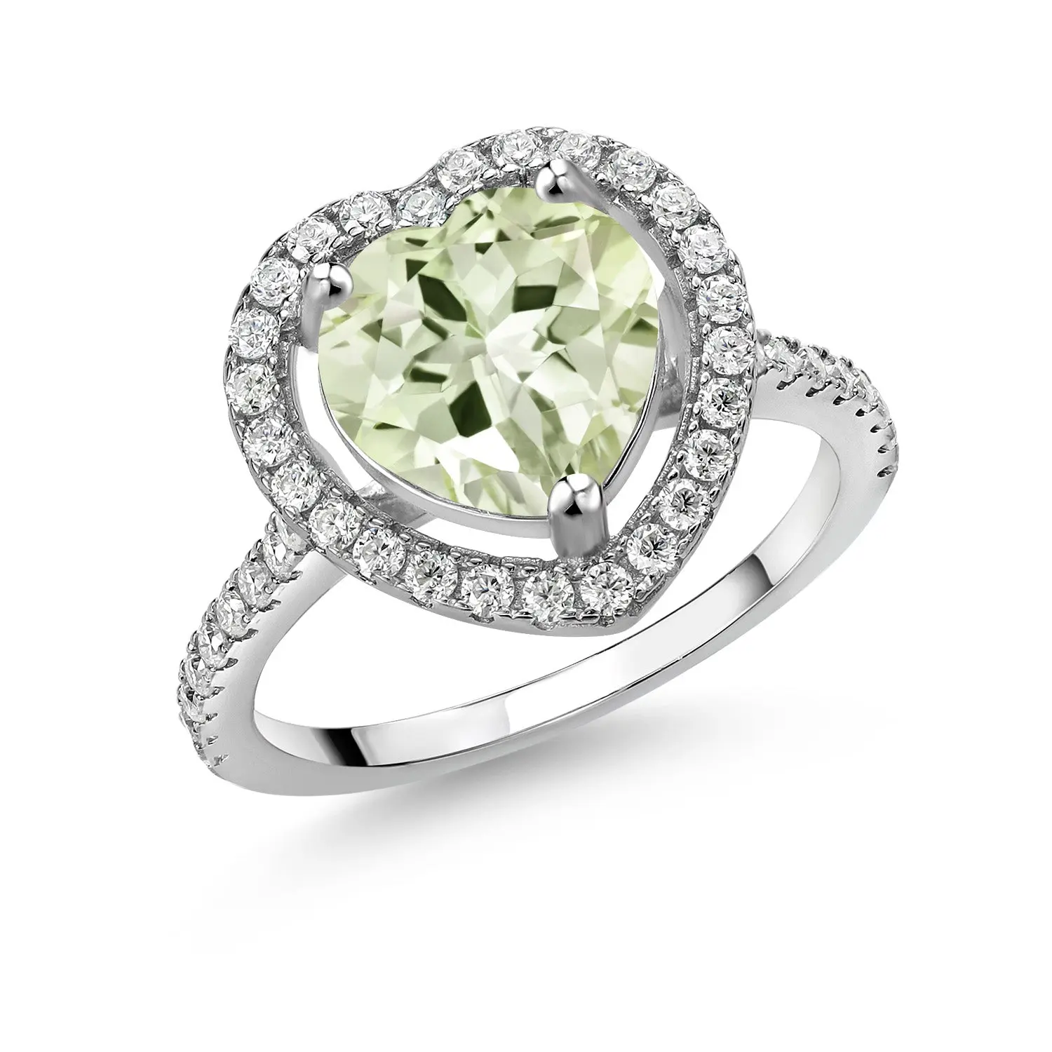 10MM Heart Shape Gemstone Birthstone and Moissanite Halo Engagement Ring for Women | 925 Sterling Silver | Wedding Anniversary Promise Ring | Size 5-9