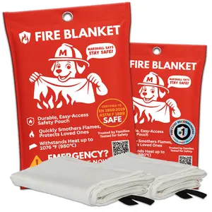 Marshall 40x40 Fire Blankets 2 Pack for Home and Kitchen – Made in USA, Emergency Fire Safety Solution