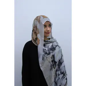 Grey Ink Marble Modal Hijab
