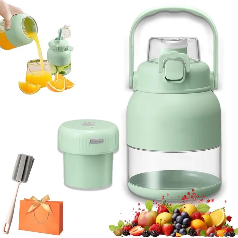 Portable Wireless Juicer Cup 18oz, USB Rechargeable Automatic Blending Cup with Detachable Lid, Multifunctional Fruit Juicer for Travel & Outdoor