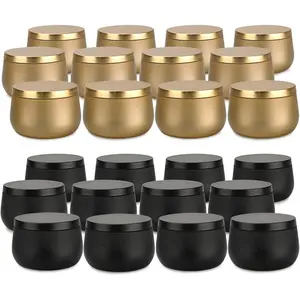 24 Pcs 8oz Candle Tins with Lids, Candle Jars Containers for Candle Making, Arts & Crafts, Storage and Gifts, 12 Black + 12 Gold