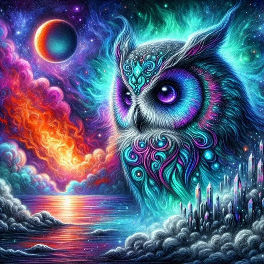 Owl Pattern DIY Diamond Arts Colorful Painting Kit without Frame, DIY 5D Diamond Arts Colorful Painting Kit, Wall Art Decor for Home Living Room Bedroom