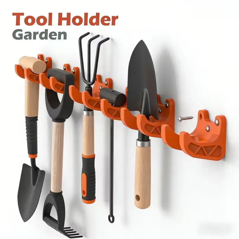 5pcs Garden Tool Hanger with 35mm Hooks, Wall-Mounted Storage Rack, Secure Installation, Shovel Storage, Minimalist Hanger, Compact Storage