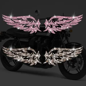 Shimmering Angel Wings Car Sticker, Cartoon Fantasy Decal, Self-Adhesive No Residue, Easy Installation, Suitable for Cars Trucks Motorcycles