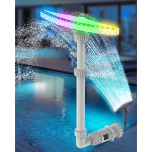 Summer (2025 Upgraded) Above Ground Pool Fountain with Lights, 16''-27'' Adjustable Height, RF Remote APP Control Pool Fountains for Above Ground Pools, Solar Powered LED Lights Pool Sprinkler Fountain, Gray