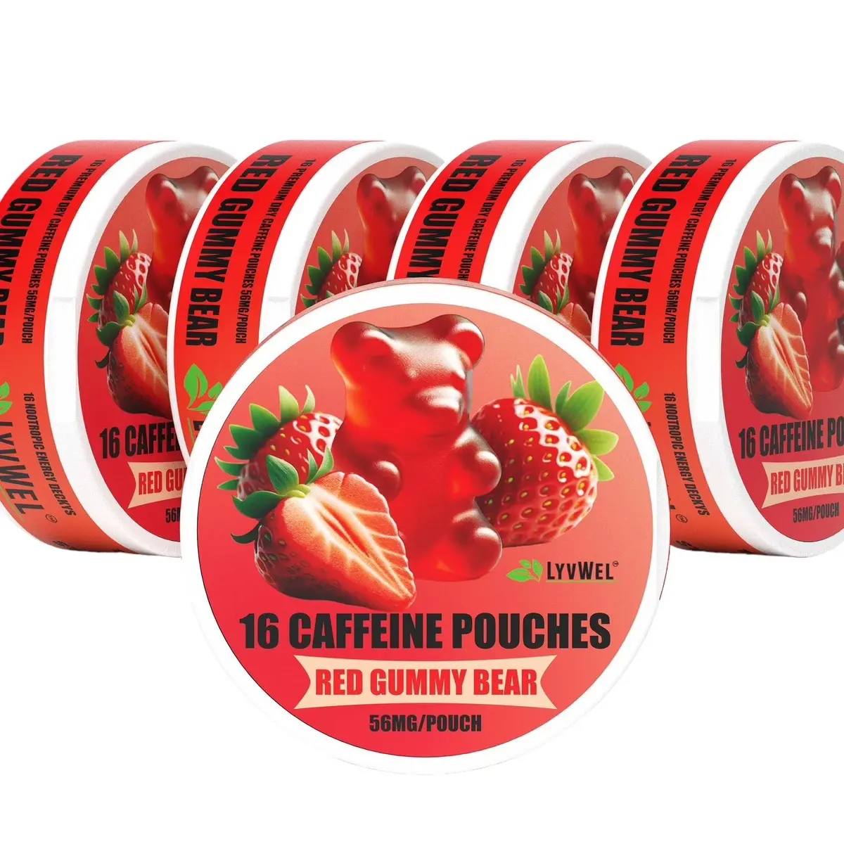 LyvWel Energy Pouches (5 Pack) (56mg & 72mg fuel/pouch) energy Decky + lip pillow+ pre-workout+caffeine pouches +nootropics+coffee+energy pouches