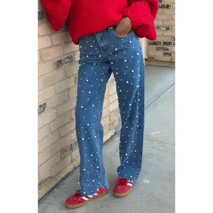 Denim Dazzle Pearl Mid Wash High Waisted Jeans