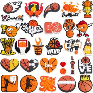 Cartoon passion basketball Croc Shoe Charms for Kids Boys Girls Women Men PVC Wristband Sandals Clog Accessories Party Favor with Dragon and Character Design