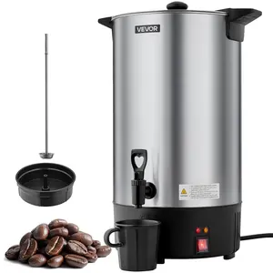 VEVOR Insulated Reusable Commercial Coffee Urn, 100-Cup 15L Hot Beverage Serving Dispenser with Dripless Faucet, Quick-Brewing Stainless Steel Large Coffee Maker for Catering, Restaurants