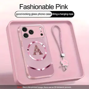Suitable for [iPhone 17 Pro Max] high-end MagSafe phone case🥰，and comes with a complimentary four-leaf clover lanyard—choose from all 26 letters.YM99