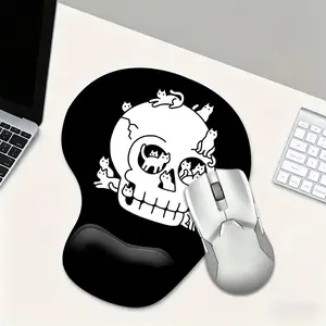 Gothic Cat Skull Wrist Rest Mouse Pad, Shock-Absorbing Silicone Gel Wrist Rest, Ergonomic Pressure Relief Mat, Cool Desk Accessories for Office Home Gaming PC Laptop