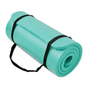 BalanceFrom Yoga Mat, 1-Inch Extra Thick Exercise Pilates Workout Mat, Aqua Blue