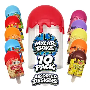 10 Pack Popsicle Style Plastic Storage Containers Assorted Designs