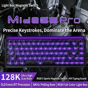 Mide68pro Magnetic Gaming Keyboard, Mechanical Wired for Pro Gaming, 0.01mm Rapid Trigger, 8000hz Socd/rs, 0.125ms Response Time, 128k Rate, Hifi Typing Sound, RGB Gaming Keyboard