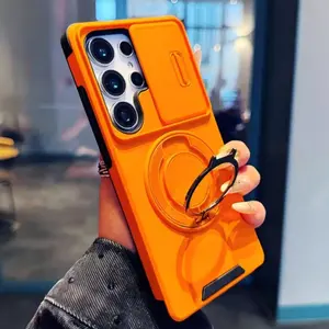 Case For Samsung Galaxy S26 S25 S24 S23 S22 S21 Ultra Plus S25 Edge S25FE S24FE Slide Camera Protect Magnetic holder Armor Cover