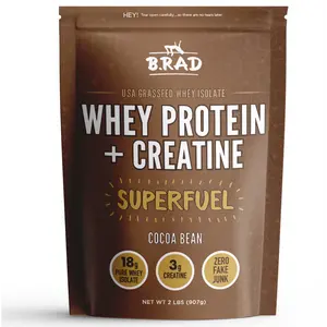 B.rad Grass-Fed Whey Protein Isolate with Creatine | Ultra-Pure, All-Natural, Clean Ingredients, USA-Sourced | 2 lbs Cocoa Bean Superfuel