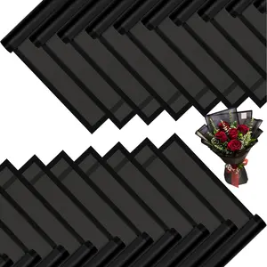 20 Sheets Flower Wrapping Paper,Waterproof Floral Korean Bouquet Wrapping Paper, Florist Supplies, Suitable for Flowers Gift Packaging (Black) Versatile Prop Set Photography Series 3D Scene Stickers