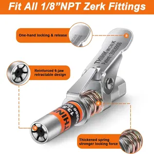 12000 PSI Quick Release Grease Machine Coupler Set Car Repair Tool Automotive Maintenance Tools with 90° Grease Coupler Adaptor for Tight Spaces