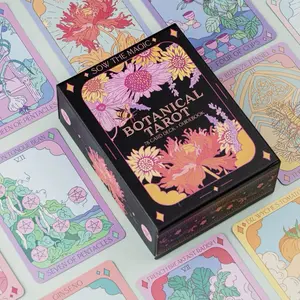 Sow the Magic Botanical Tarot Deck 78 Card Book Guidebook with Colorful Floral Designs and Enchanting Tarot Cards