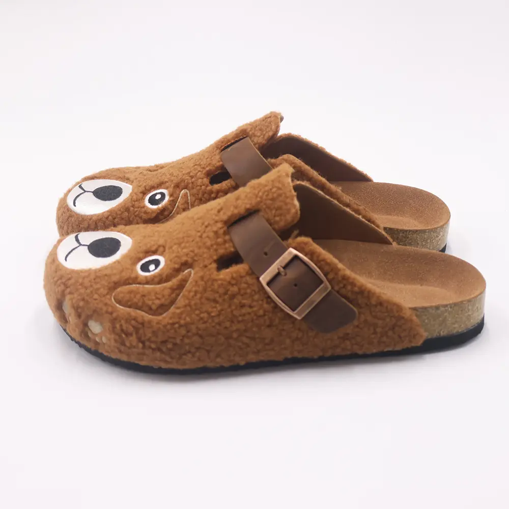 Fleece Clogs men’s Cozy Faux Fur Mules Warm Indoor Outdoor Cork Sole Slippers