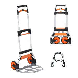 VEVOR Folding Hand Truck and Dolly, TikTokShopBlackFriday, Max 309 lbs Load Capacity, Aluminum Portable Cart, Convertible Hand Truck and Dolly with Telescoping Handle and PP+TPR Wheels, Ultra Lightweight Super Strong
