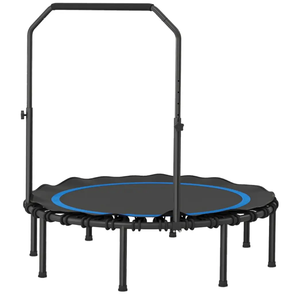 48" Foldable Mini Rebounder Trampoline for Adults with Adjustable Handle Bar, Indoor & Outdoor Use, Blue Rebounder Outdoor Trampolines