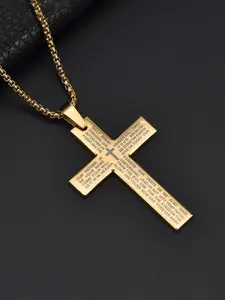 Stainless Steel Cross Pendant Necklace with Bible Verse Engraving, Inscription, Unisex Jewelry with 24 Inch Chain, Perfect Gift for Any Occasion