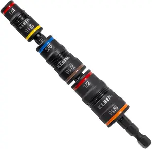 Tools 32933 Klein Tools 32933 Impact Driver, SAE 7-in-1 Impact Rated Socket Set, 3 Flip Sockets with 6 Hex Driver Sizes and 1/4-Inch Bit Holder, 5-Inch Shaft