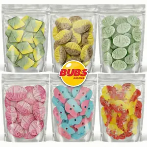 Bubs Swedish Candy 1/2 Bags - Sweet Strawberry Pomegranate, Banana Toffee Foam Ovals, Tutti Frutti Rombs Sour, Dizzy Skulls, Sour Pear, Sour Skulls, Vegan -  ½ Pound Bags