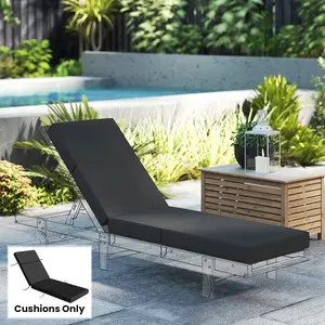 Chaise Lounge Cushion – 4" Thick Outdoor Lounge Chair Cushion with Ties. 21" x 72". Gray. Water-Resistant & UV50+. High-Density Foam. Reversible. Fits Folding Chaise Loungers