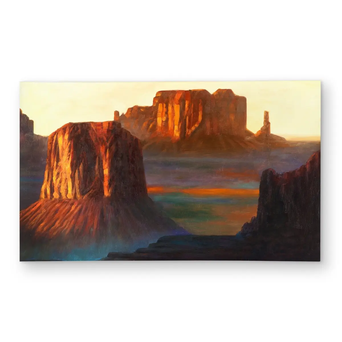 3' x 5' Rectangle Polyester Chenille Weave Outdoor Rug with 360 Stand, Monument Valley Tribal Park Print, Vibrant Southwest Vibe, Modern Durable Home Patio Decor, Indoor-Outdoor Use