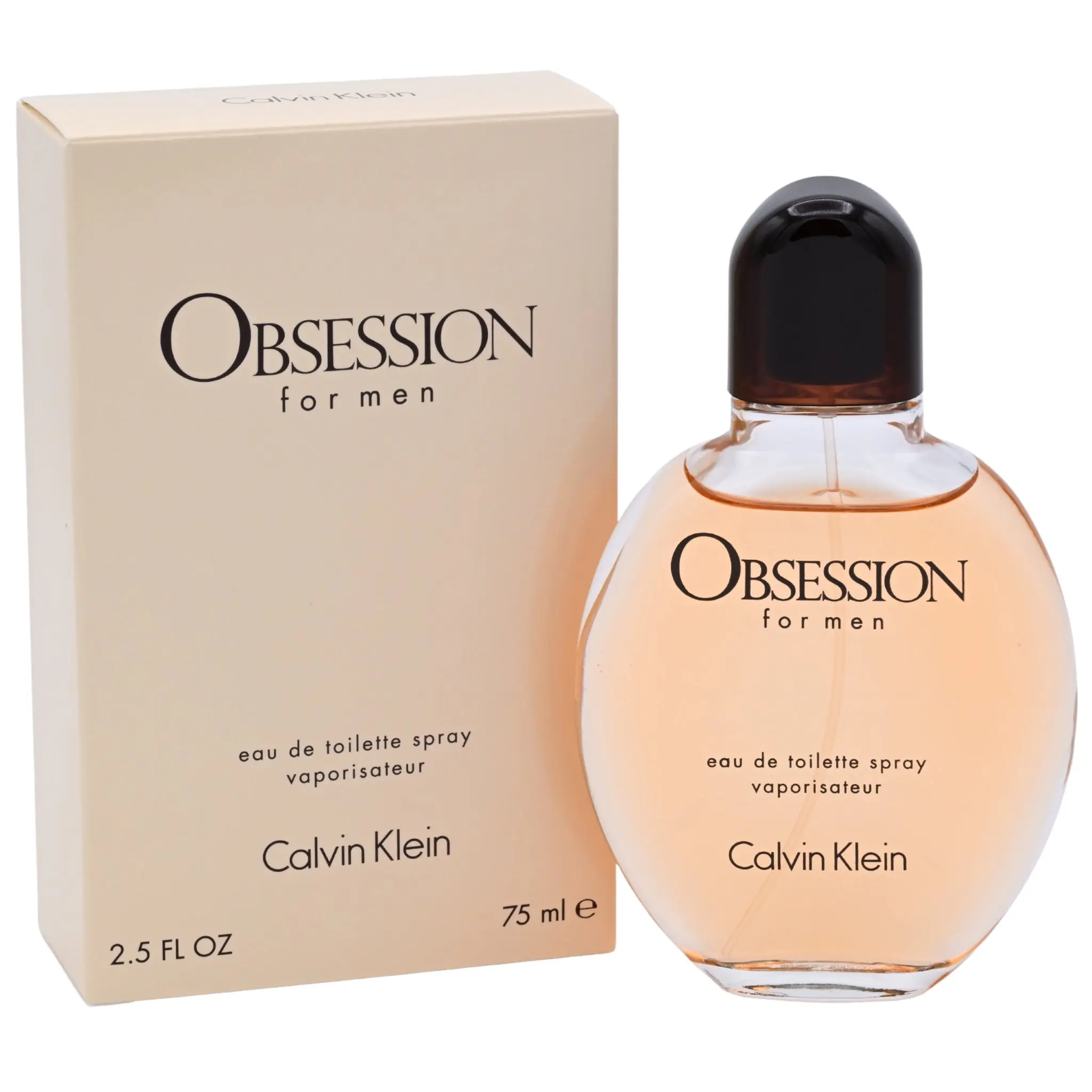 Calvin Klein Obsession for Men Eau de Toilette - Bold Citrus Spicy Fragrance with Mandarin & Amber, Citrus Woody Musk Aromatic Oriental Body Scent, 2.5 fl oz (2 to 2.9 fl oz Range), Unique Gifts for Man