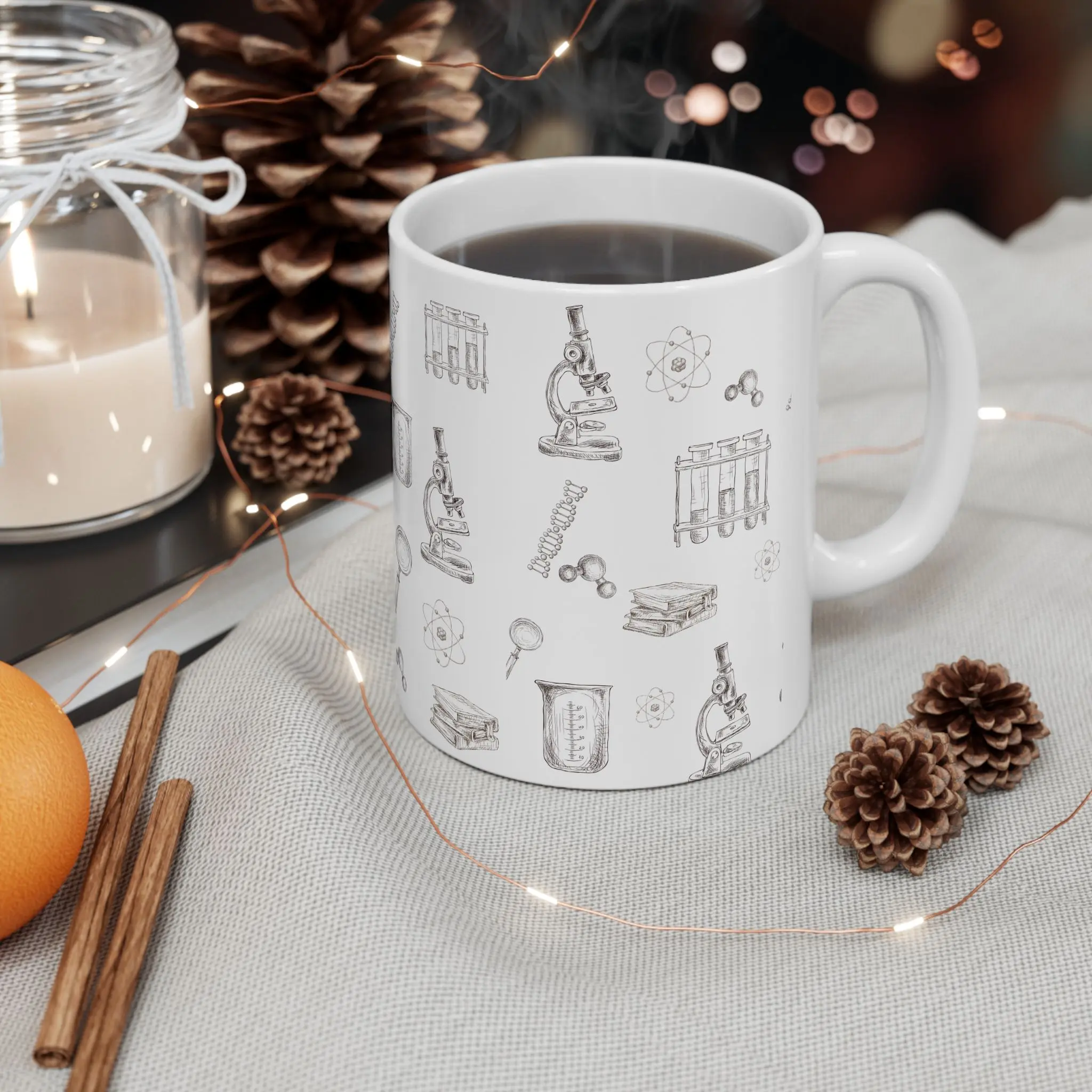 Science-Themed Ceramic Mug, Perfect for Teachers, Lab Lovers, Graduation Gift, Academic Decor, Chemistry Enthusiast
